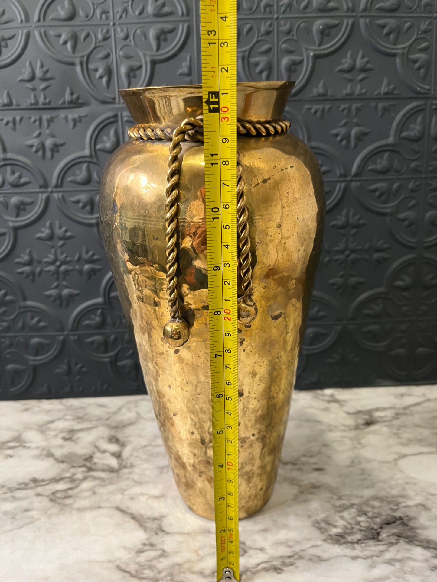 Large Brass Vase With Rope