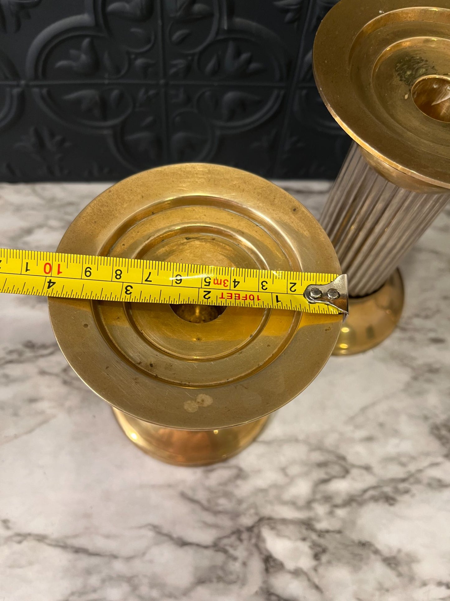 Brass column pillar or candle holders x 2