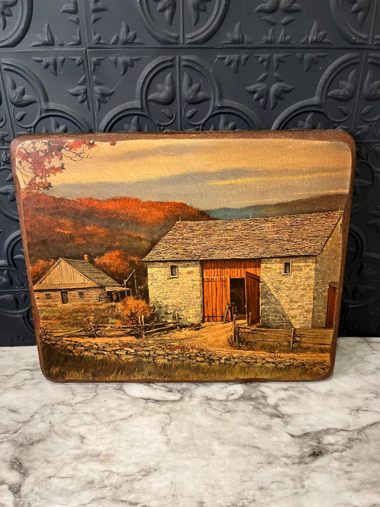 Barn print on wood