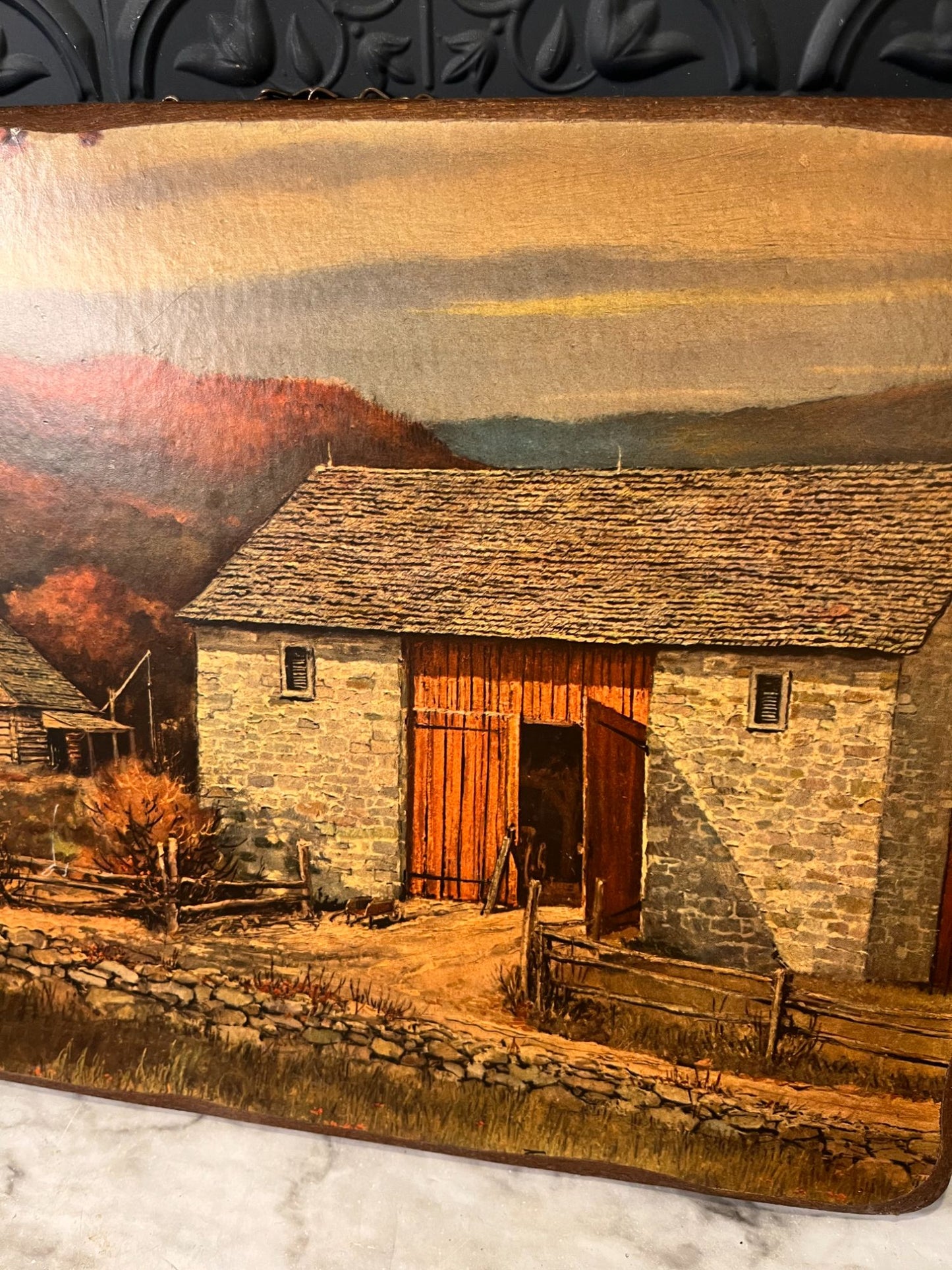 Barn print on wood