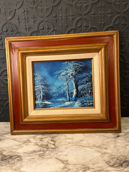 Original Painting Blue Winter Framed
