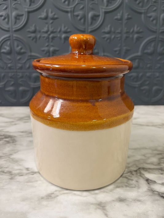 Brown and cream crock